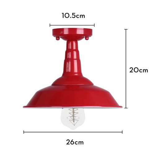 Plafonnier Industriel Vintage E27 Éclairage Intérieur Lampe De Plafond Sans Ampoule Rouge
