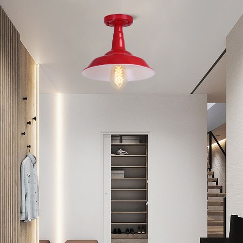 Plafonnier Industriel Vintage E27 Éclairage Intérieur Lampe De Plafond Sans Ampoule Rouge