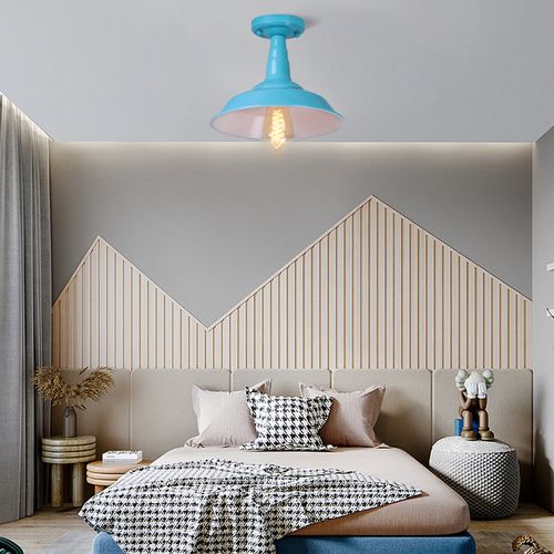 Plafonnier Industriel Vintage E27 Éclairage Intérieur Lampe De Plafond Sans Ampoule Bleu