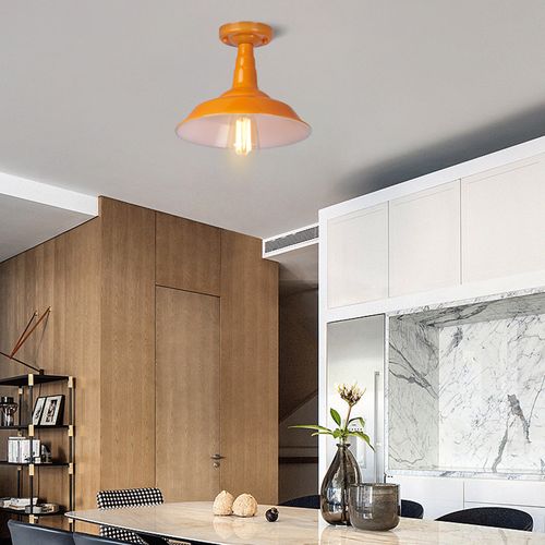 Lot De 2 Plafonnier Industriel E27 Lampe De Plafond Intérieur Pour Chambre Chambre Couloir Orange