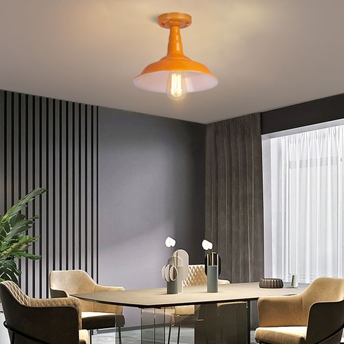 Lot De 2 Plafonnier Industriel E27 Lampe De Plafond Intérieur Pour Chambre Chambre Couloir Orange