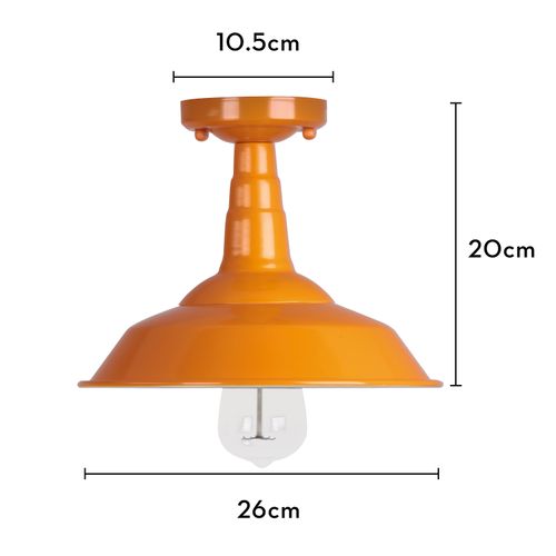 Lot De 2 Plafonnier Industriel E27 Lampe De Plafond Intérieur Pour Chambre Chambre Couloir Orange