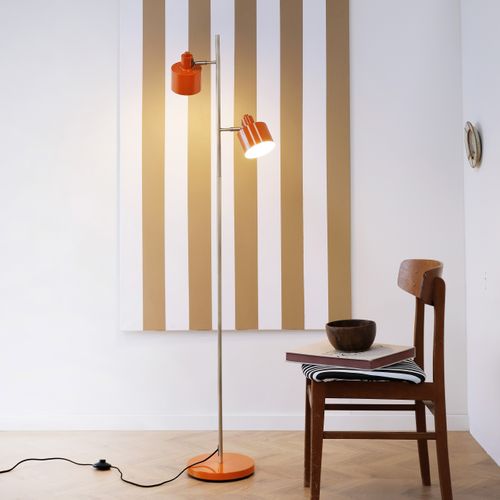Lampadaire En Métal Orange/ Laiton, H 160 Cm D 42,5 Cm - Ocean