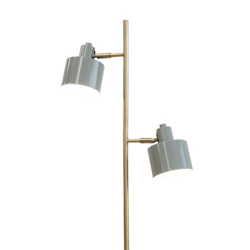 Lampadaire En Métal Gris/ Laiton, H 160 Cm D 42,5 Cm - Ocean