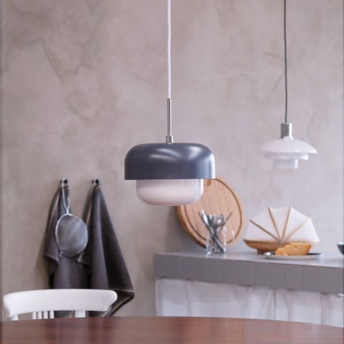 Suspension En Verre Et Métal Gris Foncé, H 15 Cm D 23 Cm - Haipot