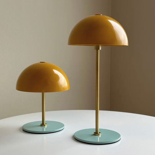 Lampe à Poser En Métal Moutarde Turquoise, H 20 Cm D 10 Cm - Along