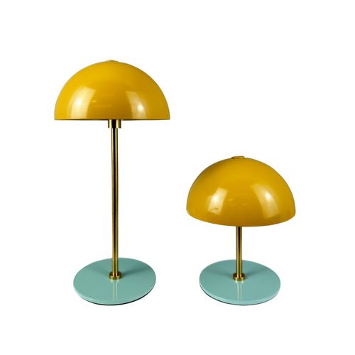 Lampe à Poser En Métal Moutarde Turquoise, H 20 Cm D 10 Cm - Along