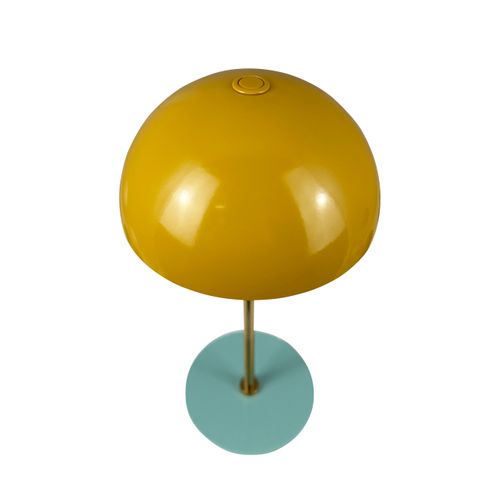 Lampe à Poser En Métal Moutarde Turquoise, H 20 Cm D 10 Cm - Along