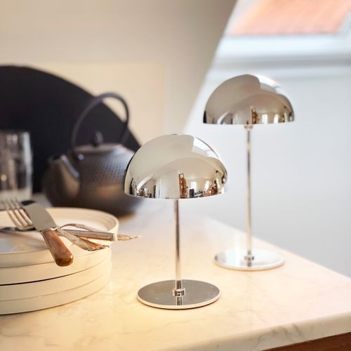 Lampe à Poser En Métal Chromée, H 20 Cm D 10 Cm Along