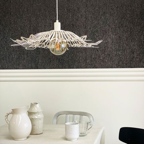 Suspension Grande En Métal Blanc Crème, H 12 Cm D 60 Cm - Flora