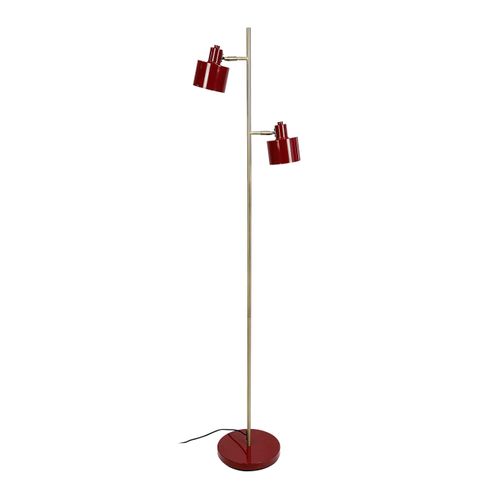 Lampadaire En Métal Rouge Foncé/ Laiton, H 160 Cm D 42,5cm - Ocean