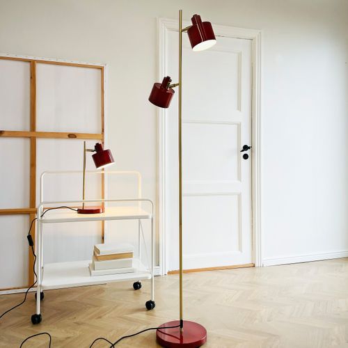 Lampadaire En Métal Rouge Foncé/ Laiton, H 160 Cm D 42,5cm - Ocean