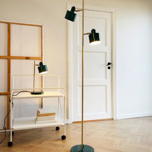 Lampadaire En Métal Vert Foncé/ Laiton, H 160 Cm D 42,5cm - Ocean