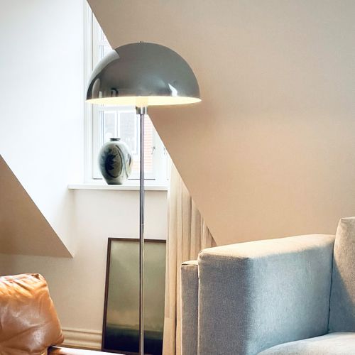 Lampadaire En Métal Chrome, Marbre H143 Cm D40cm - Stockholm