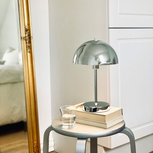 Lampe à Poser En Métal Chrome, H 30 Cm D 20 Cm - Stockholm