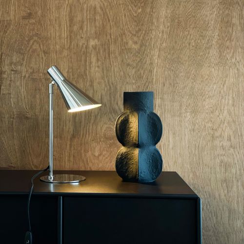 Lampe à Poser En Métal Chrome, H 37 Cm D 20 Cm - Dl12