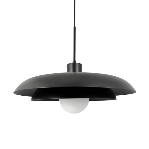 Suspension En Métal Noir Et Verre, H34cm D44 - Ava