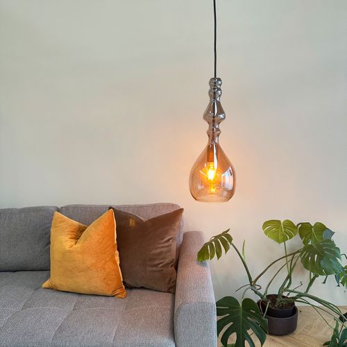 Suspension En Verre Noir, H45cm D18 - Lea