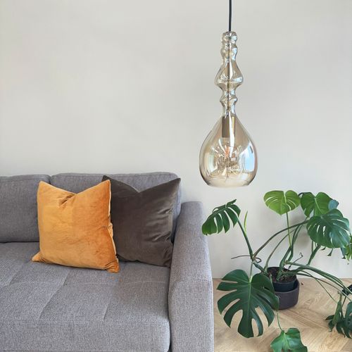 Suspension En Verre Noir, H45cm D18 - Lea