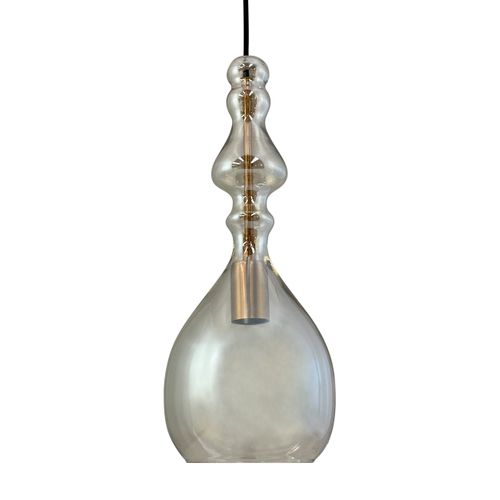 Suspension En Verre Noir, H45cm D18 - Lea