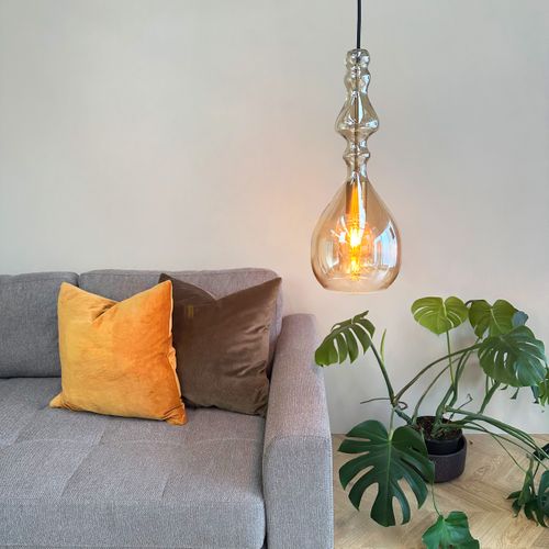 Suspension En Verre Noir, H45cm D18 - Lea