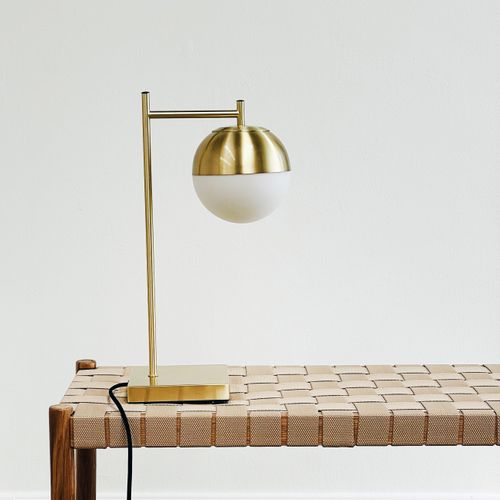Lampe à Poser En Métal Brass Et Verre H 45 Cm D 25 Cm - Caen