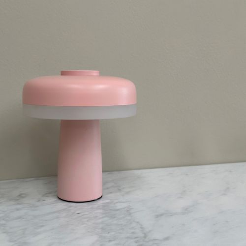 Lampe à Poser En Métal Rose, H 16,5 Cm D 15 Cm - Porter