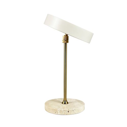 Lampe à Poser En Métal Travertin, H 28,5 Cm D 16 Cm - Moonlight
