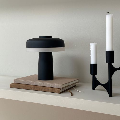 Lampe à Poser En Métal Noir, H 16,5 Cm D 15 Cm - Porter