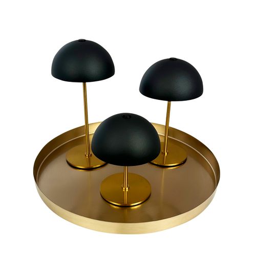 Lampe à Poser En Métal Noir/laiton, H 20 Cm, D 10 Cm Along