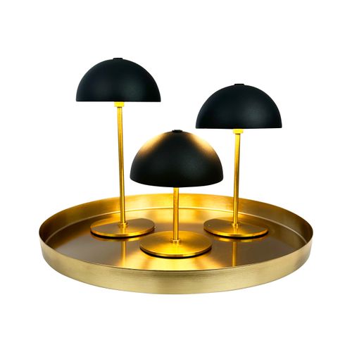 Lampe à Poser En Métal Noir/laiton, H 20 Cm, D 10 Cm Along