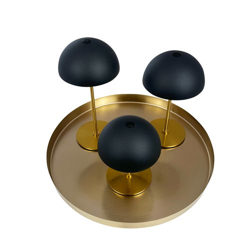 Lampe à Poser En Métal Noir/laiton, H 20 Cm, D 10 Cm Along