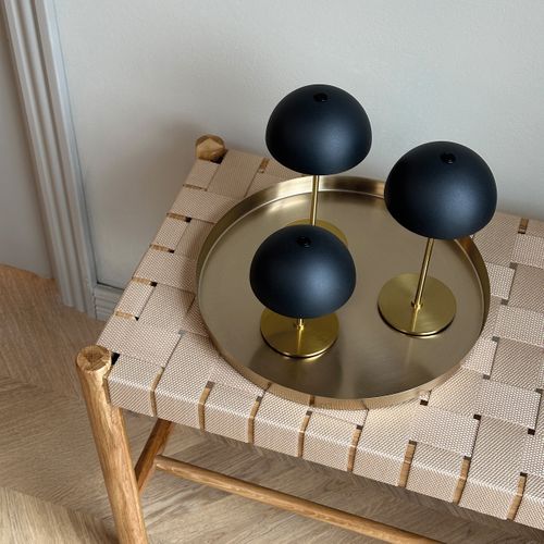 Lampe à Poser En Métal Noir/laiton, H 20 Cm, D 10 Cm Along