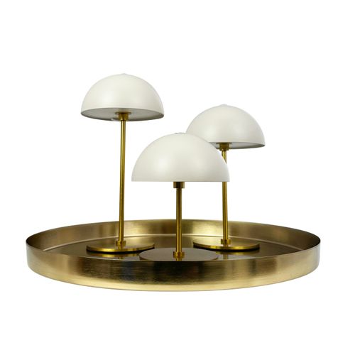 Lampe à Poser En Métal Beige/laiton, H 20 Cm, D 10 Cm Along