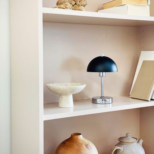 Lampe à Poser Métal Noir/chrome, H 23cm D 15cm - Malmö