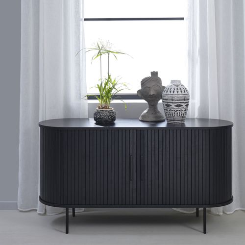 Buffet 2 Portes Aux Angles Arrondis En Bois Et Métal L140cm