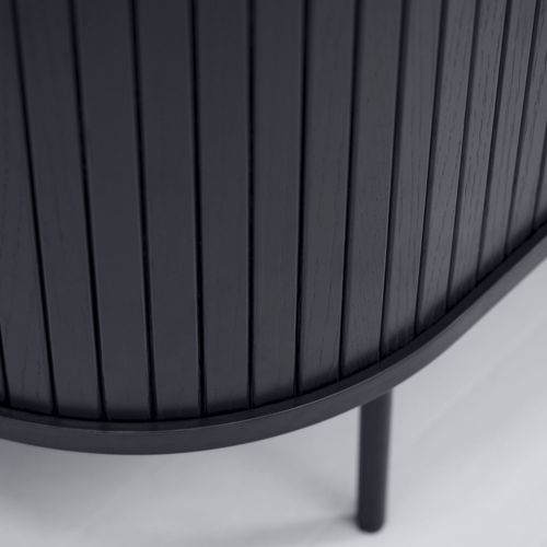 Buffet Haut Aux Angles Arrondis En Bois Et Métal H118cm