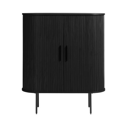 Buffet Haut Aux Angles Arrondis En Bois Et Métal H118cm