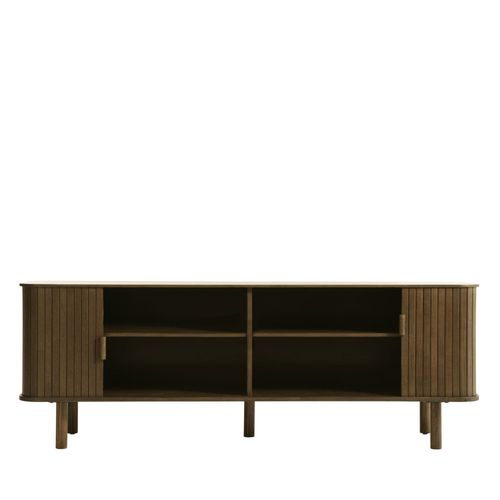 Meuble TV Aux Portes Coulissantes En Bois Strié L160cm
