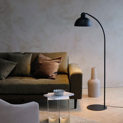 Lampadaire Noir Base Plate En Métal, H 140 Cm D 25 Cm - Eric