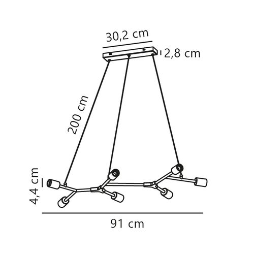 Suspension Josefine 7-spot Métal Noir, H.4.4 - Ip20 - E27 / Intérieur