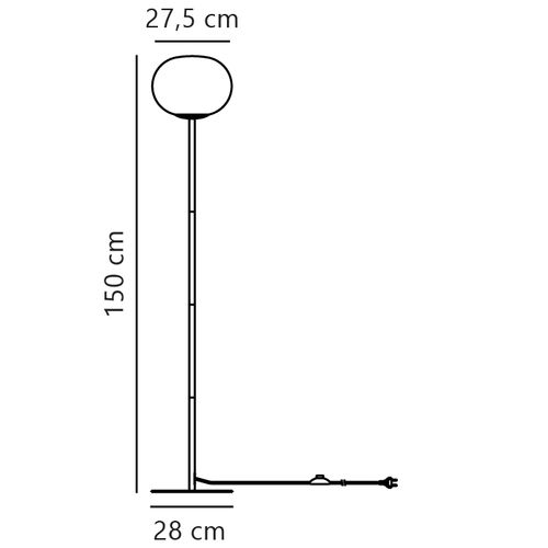 Lampadaire Alton 27,5 Verrerie Laiton, H.150 - Ip20 - E27 / Intérieur