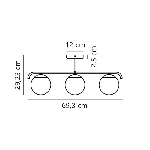 Suspension Grant 3-spot Verrerie Noir, H.29.23 - Ip20 - E14 / Intérieur