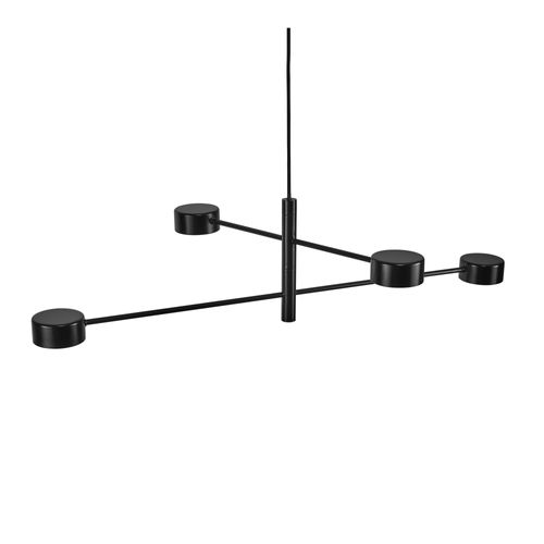 Suspension Clyde 4-spot Métal Noir, H.22.25 - Ip20 - LED Module / Intérieur