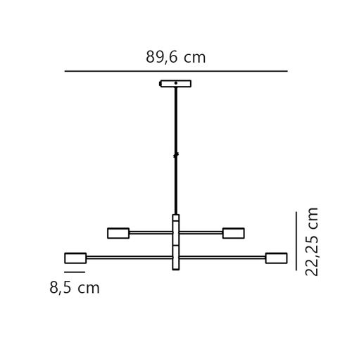 Suspension Clyde 4-spot Métal Noir, H.22.25 - Ip20 - LED Module / Intérieur
