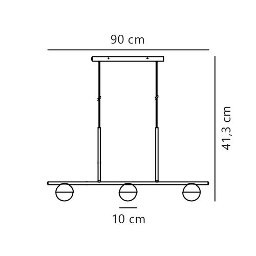 Suspension Contina 3-spot Métal Noir, H.41.3 - Ip20 - G9 / Intérieur
