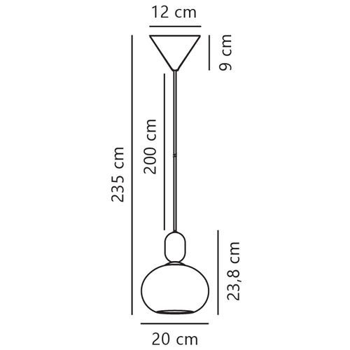 Suspension Notti 20 Verrerie Noir, H.23.8 - Ip20 - E27 / Intérieur