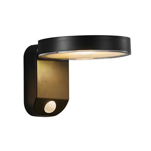 Applique Murale Rica Round Solar Matière Plastique Noir, H.12 - Ip44 - Solarled / Extérieur