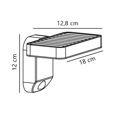 Applique Murale Rica Square Solar Matière Plastique Noir, H.12 - Ip44 - Solarled / Extérieur