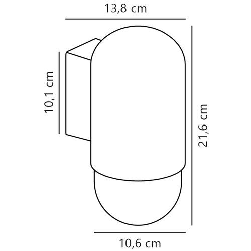 Applique Murale Heka  Aluminium Noir, H.21.6 - Ip54 - E27 / Extérieur